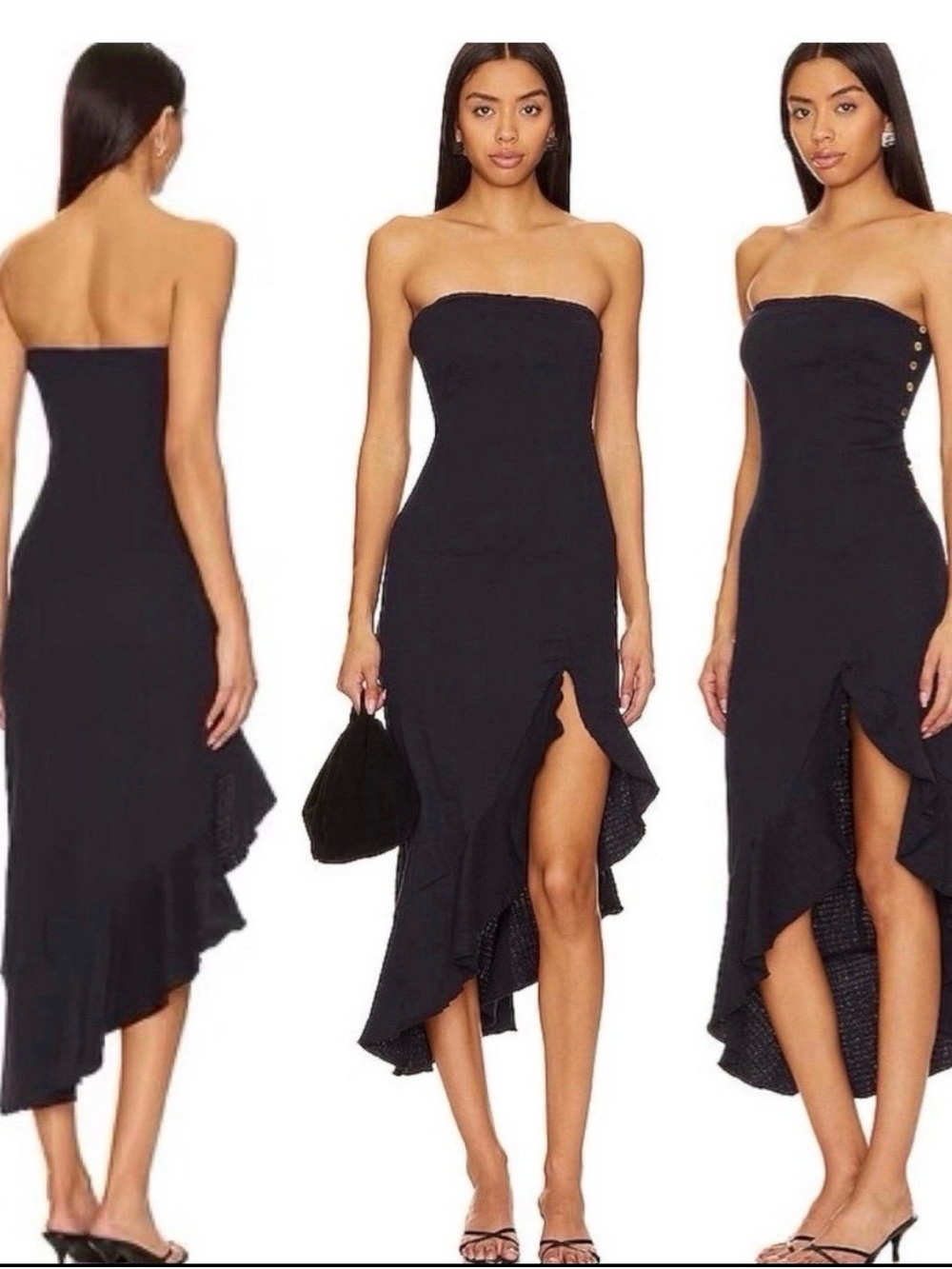 Free People Made Me Blush Strapless Asymmetrical Midi Dress